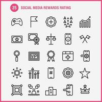 social media belöningar betyg linje ikon packa för designers och utvecklare ikoner av bio film biljett betyg redskap inställningar social media vektor