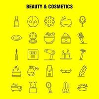 Schönheits- und Kosmetikliniensymbole, die für Infografiken, mobiles Uxui-Kit und Druckdesign festgelegt wurden, umfassen Schönheitskosmetik-Lippenstift, Kosmetikmörser, Naturgefäß, Blumen-Icon-Set-Vektor vektor