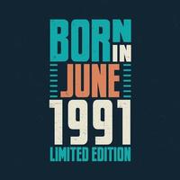 född i juni 1991. födelsedag firande för de där född i juni 1991 vektor