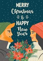 jul och gott nytt år gratulationskort vektor