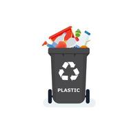 avfall segregation. sortering sopor förbi material och typ i färgad skräp burkar. avfall utnyttjande och ekologi spara begrepp. vektor