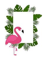 sommerpostkartenhintergrund mit tropischen pflanzen und blumen, flamingos. für Typografie, Banner, Poster, Partyeinladung. Vektorillustration Folge 10 vektor