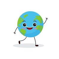 niedlicher planet erde charakter. Cartoon Planet Emoji-Sammlung. Erde-Tag-Karte-Vektor-Illustration vektor
