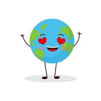 niedlicher planet erde charakter. Cartoon Planet Emoji-Sammlung. Erde-Tag-Karte-Vektor-Illustration vektor