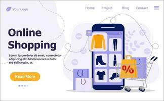 Online-Shopping-Konzeptillustration, perfekt für Webdesign, Banner, mobile App, Zielseite vektor