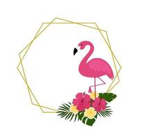 sommar vykort bakgrund med tropisk växter och blommor, flamingos. för typografisk, baner, affisch, fest inbjudan. vektor illustration eps 10