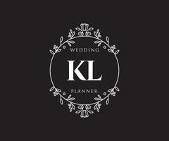 kl initialen brief hochzeitsmonogramm logos sammlung, handgezeichnete moderne minimalistische und florale vorlagen für einladungskarten, save the date, elegante identität für restaurant, boutique, café im vektor