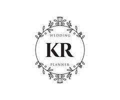 kr initialer brev bröllop monogram logotyper samling, hand dragen modern minimalistisk och blommig mallar för inbjudan kort, spara de datum, elegant identitet för restaurang, boutique, Kafé i vektor