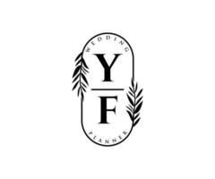 yf initialer brev bröllop monogram logotyper samling, hand dragen modern minimalistisk och blommig mallar för inbjudan kort, spara de datum, elegant identitet för restaurang, boutique, Kafé i vektor