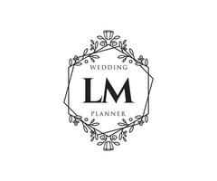 lm initialer brev bröllop monogram logotyper samling, hand dragen modern minimalistisk och blommig mallar för inbjudan kort, spara de datum, elegant identitet för restaurang, boutique, Kafé i vektor