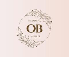 ob initialen brief hochzeitsmonogramm logos sammlung, handgezeichnete moderne minimalistische und florale vorlagen für einladungskarten, save the date, elegante identität für restaurant, boutique, café im vektor