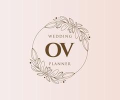 ov initialer brev bröllop monogram logotyper samling, hand dragen modern minimalistisk och blommig mallar för inbjudan kort, spara de datum, elegant identitet för restaurang, boutique, Kafé i vektor