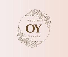 oy initials brief hochzeitsmonogramm logos sammlung, handgezeichnete moderne minimalistische und florale vorlagen für einladungskarten, save the date, elegante identität für restaurant, boutique, café im vektor