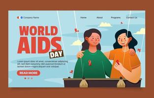 två kvinnor fira värld AIDS dag landning sida vektor