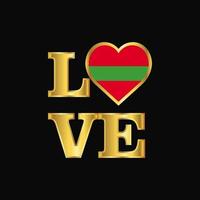 liebe typografie transnistrien flaggendesign vektorgoldbeschriftung vektor