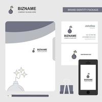 bomba företag logotyp fil omslag besöker kort och mobil app design vektor illustration