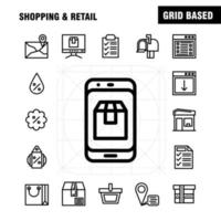 Shopping-Line-Icon-Pack für Designer und Entwickler Icons des Standort-Chats SMS-Shopping-Mail Mailbox-Shopping-Vektor vektor