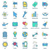 25 Business Concept Mix Flat Color Icon Set vektor