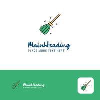 kreatives besenlogodesign flacher farblogoplatz für tagline-vektorillustration vektor