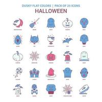 halloween-symbol düstere flache farbe vintage 25 icon pack vektor