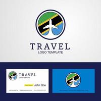reise tansania kreatives kreisflaggenlogo und visitenkartendesign vektor
