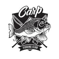 karp fiske logotyp, perfekt för fisk leverantör företag och varumärke produkt logotyp och t skjorta design vektor