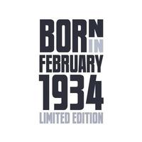 född i februari 1934. födelsedag citat design för februari 1934 vektor