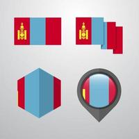 mongoliet flagga design uppsättning vektor