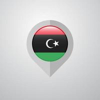 Kartennavigationszeiger mit Libyen-Flaggendesignvektor vektor