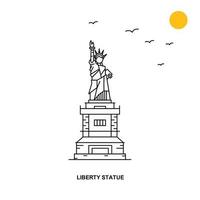 frihet staty monument värld resa naturlig illustration bakgrund i linje stil vektor