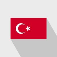 türkei-flagge langer schatten-designvektor vektor