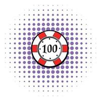 100 dollar kasino chip ikon, serier stil vektor