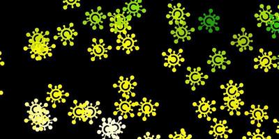 grüner und gelber Hintergrund mit Virensymbolen. vektor