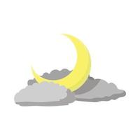himmel med en måne och moln ikon, tecknad serie stil vektor