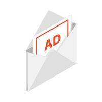 vit kuvert med kort för reklam ikon vektor