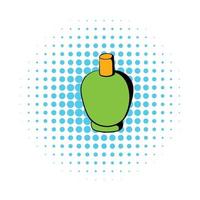 grön kosmetisk flaska ikon, serier stil vektor