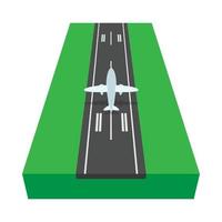 Landebahn mit Flugzeug-Cartoon-Symbol vektor