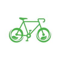 grön cykel med löv ikon, enkel stil vektor