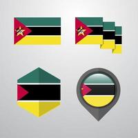 mosambik flag design set vektor