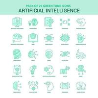 25 grüne Symbole für künstliche Intelligenz vektor