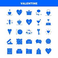 Valentinstag Solid Glyph Icon Pack für Designer und Entwickler Ikonen des Korbwagens Romantischer Valentinstag Kamerabild Romantischer Valentinstag Vektor