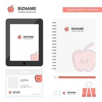 apple business logo tab app tagebuch pvc mitarbeiterkarte und usb marke stationäre paketdesign vektorvorlage vektor