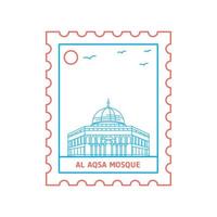 al aqsa moschee briefmarke blaue und rote linie stil vektorillustration vektor