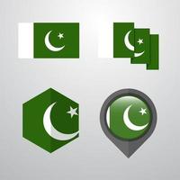pakistan flagga design uppsättning vektor