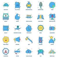 25 Business Concept Mix Flat Color Icon Set vektor