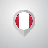 Kartennavigationszeiger mit Designvektor der Peru-Flagge vektor