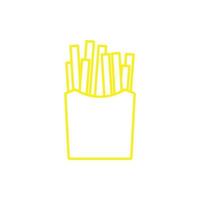 eps10 gul vektor snabb mat franska frites ikon isolerat på vit bakgrund. friterad franska frites i en paket symbol i en enkel platt trendig modern stil för din hemsida design, logotyp, och mobil app