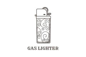 årgång gammal gammal klassisk gas lättare med prydnad logotyp design vektor