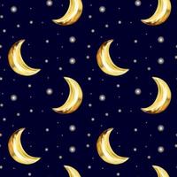 natt himmel sömlös mönster. 3d måne och stjärnor. skriva ut för barn s tapeter, bok täcker, förpackning papper, vykort, textilier, barn s Kläder, etc. vektor