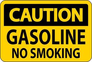 Achtung Zeichen Benzin, Rauchen verboten auf weißem Hintergrund vektor